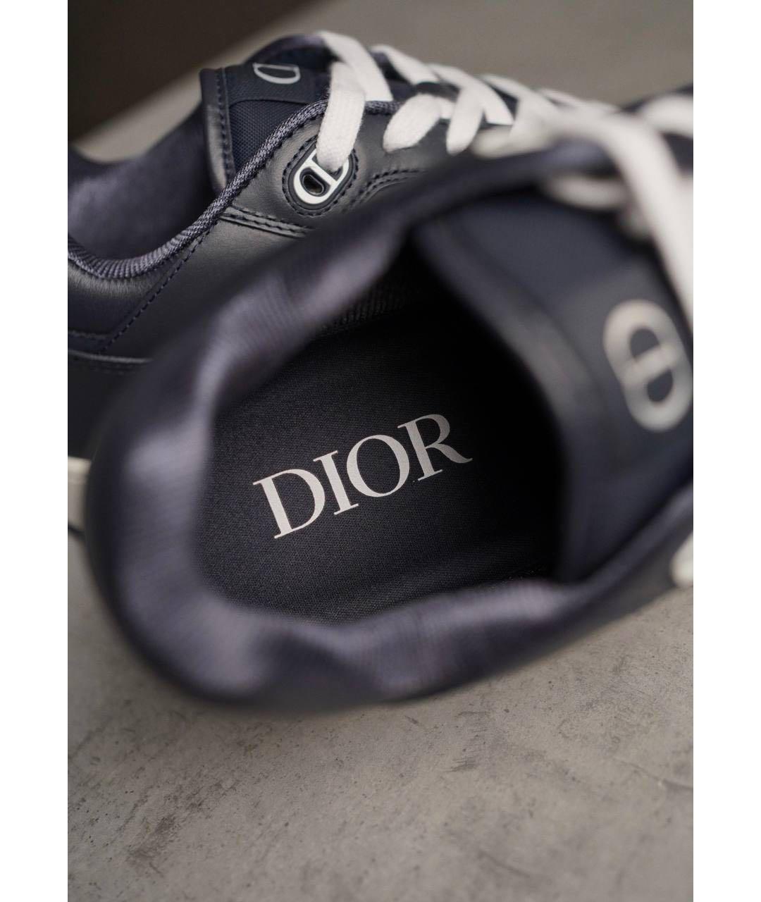 CHRISTIAN DIOR Темно-синие кожаные низкие кроссовки / кеды, фото 5