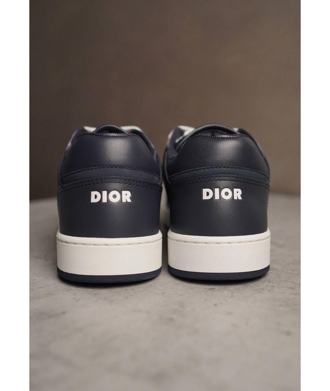 CHRISTIAN DIOR Темно-синие кожаные низкие кроссовки / кеды, фото 4