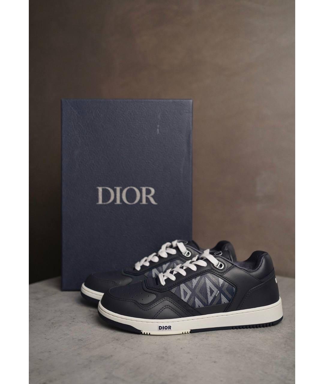 CHRISTIAN DIOR Темно-синие кожаные низкие кроссовки / кеды, фото 8