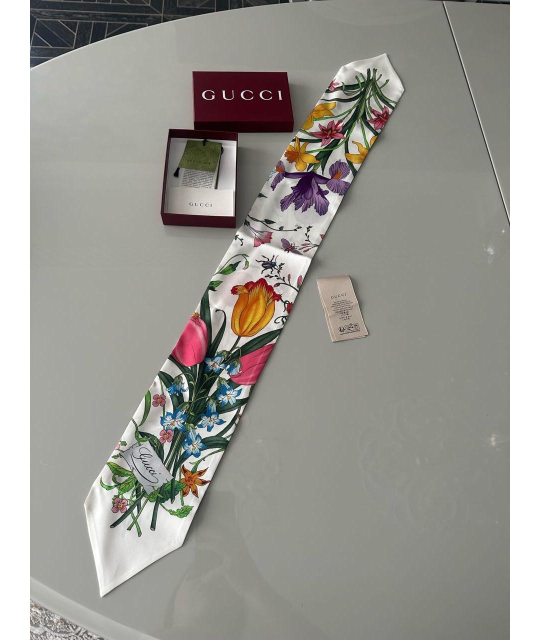 GUCCI Белый шелковый платок, фото 4