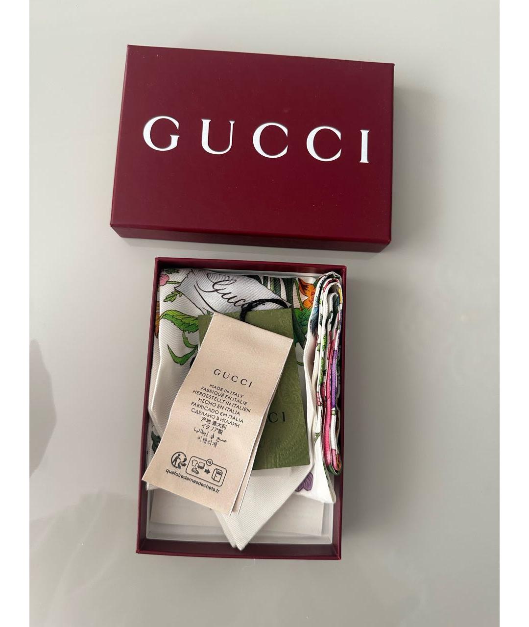 GUCCI Белый шелковый платок, фото 3