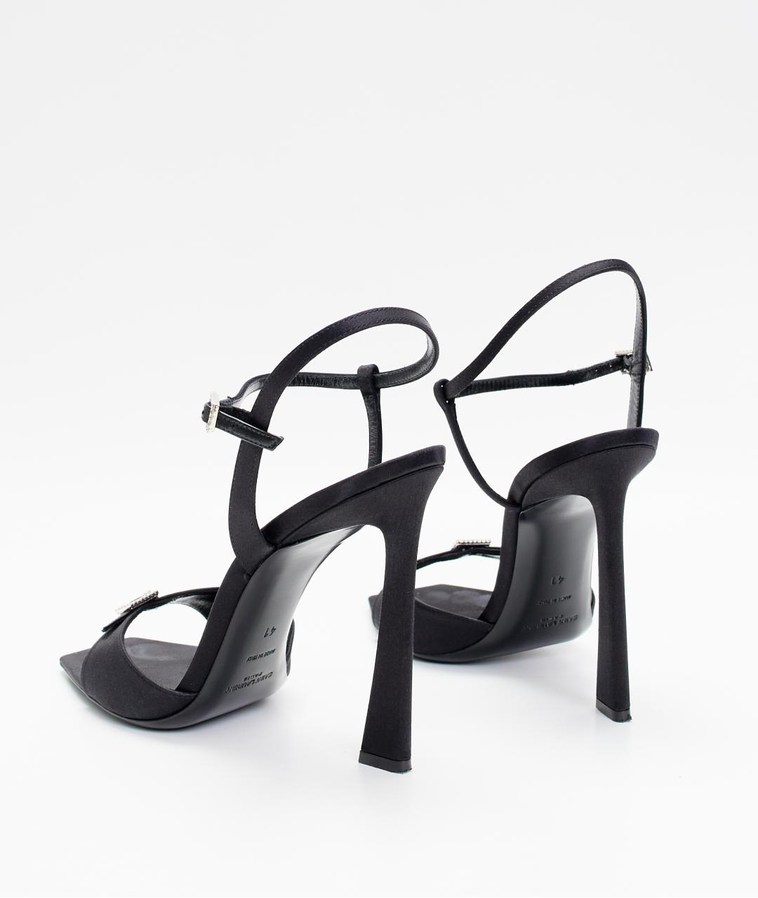 SAINT LAURENT Черные текстильные босоножки, фото 3