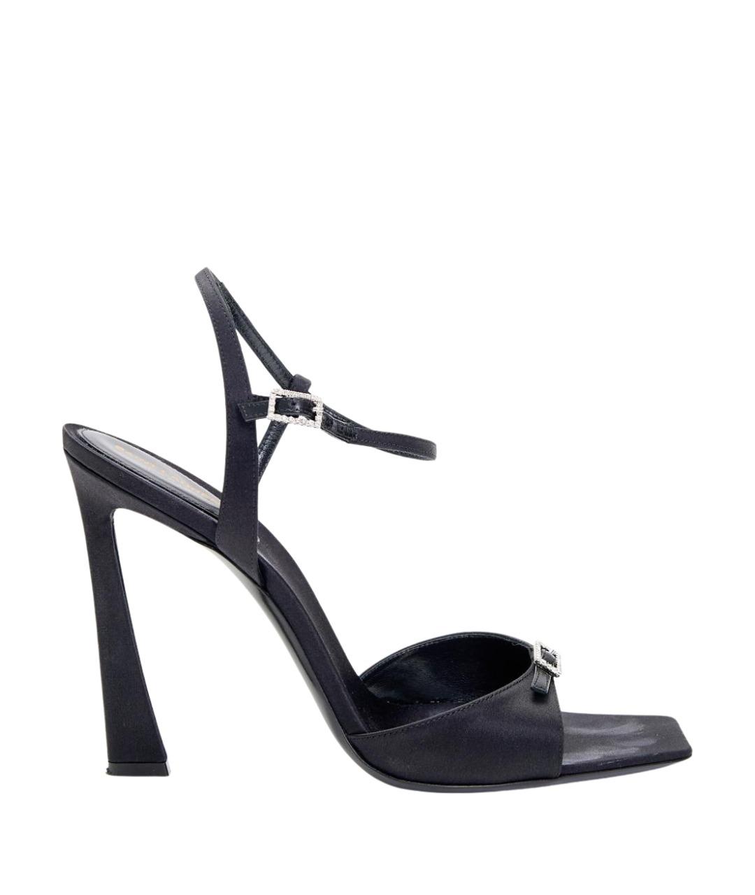 SAINT LAURENT Черные текстильные босоножки, фото 1