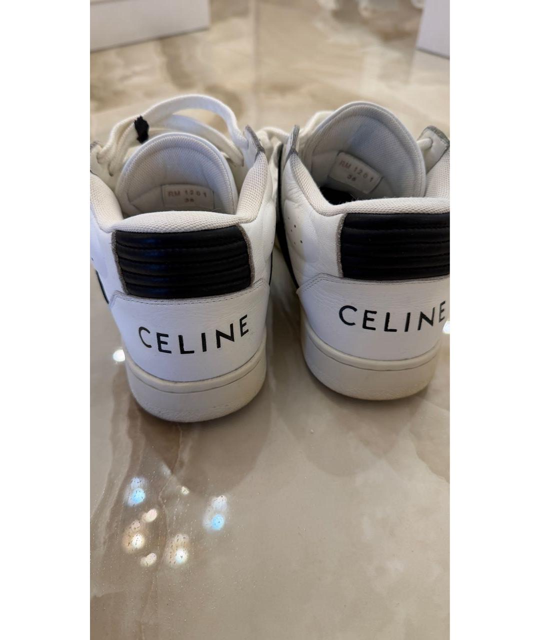 CELINE Белые кожаные кеды, фото 8
