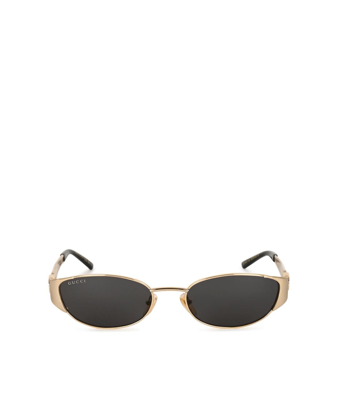 GUCCI Золотые металлические солнцезащитные очки, фото 2