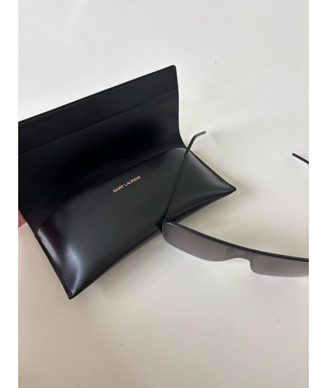 SAINT LAURENT Черные металлические солнцезащитные очки, фото 4