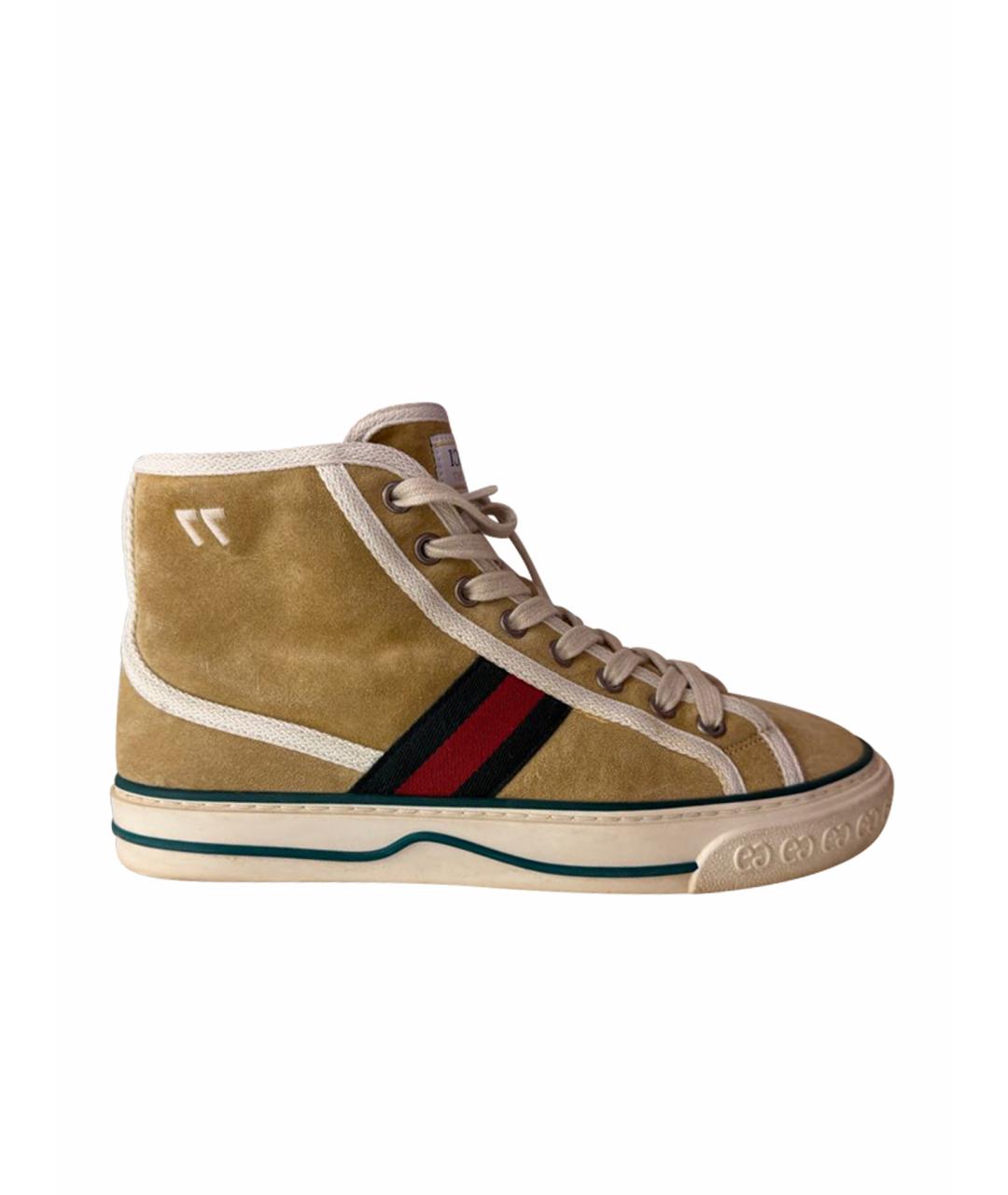 GUCCI Бежевые замшевые кеды, фото 1