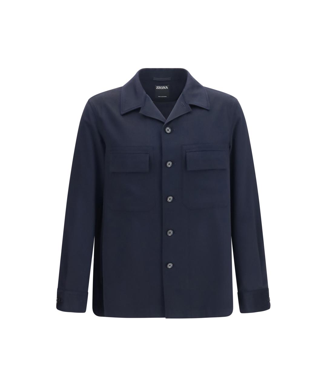 ZEGNA Темно-синяя кашемировая кэжуал рубашка, фото 1
