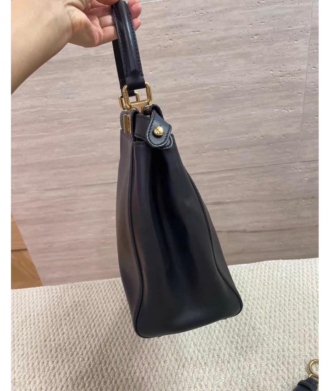 FENDI Черная кожаная сумка с короткими ручками, фото 3