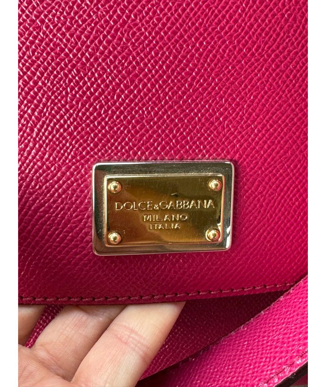 DOLCE&GABBANA Розовая кожаная сумка с короткими ручками, фото 5