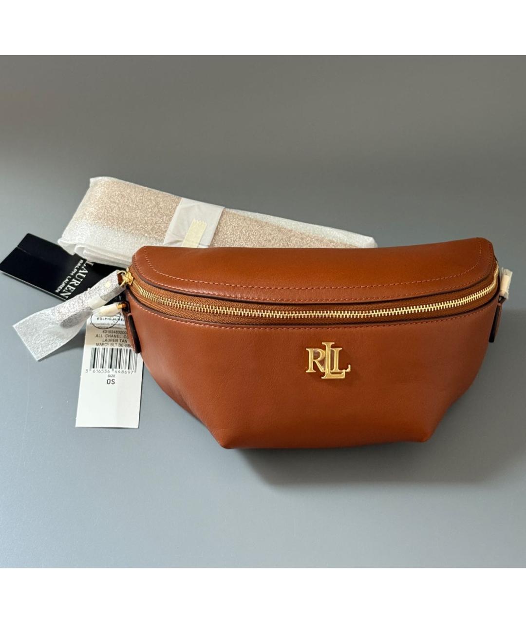 RALPH LAUREN Коричневая кожаная поясная сумка, фото 2
