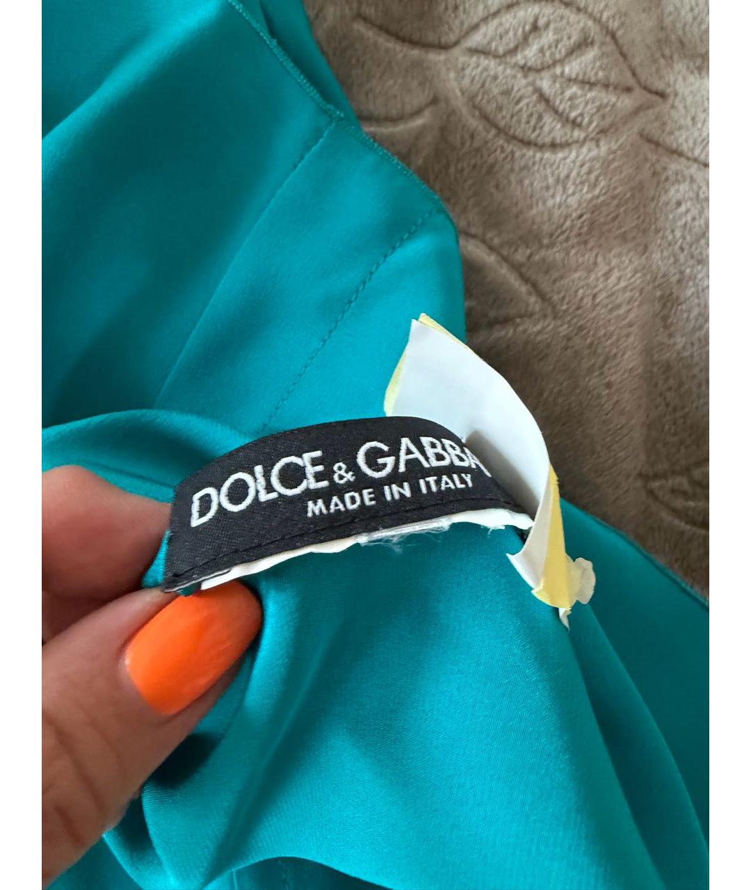 DOLCE&GABBANA Бирюзовая шелковая блузы, фото 3