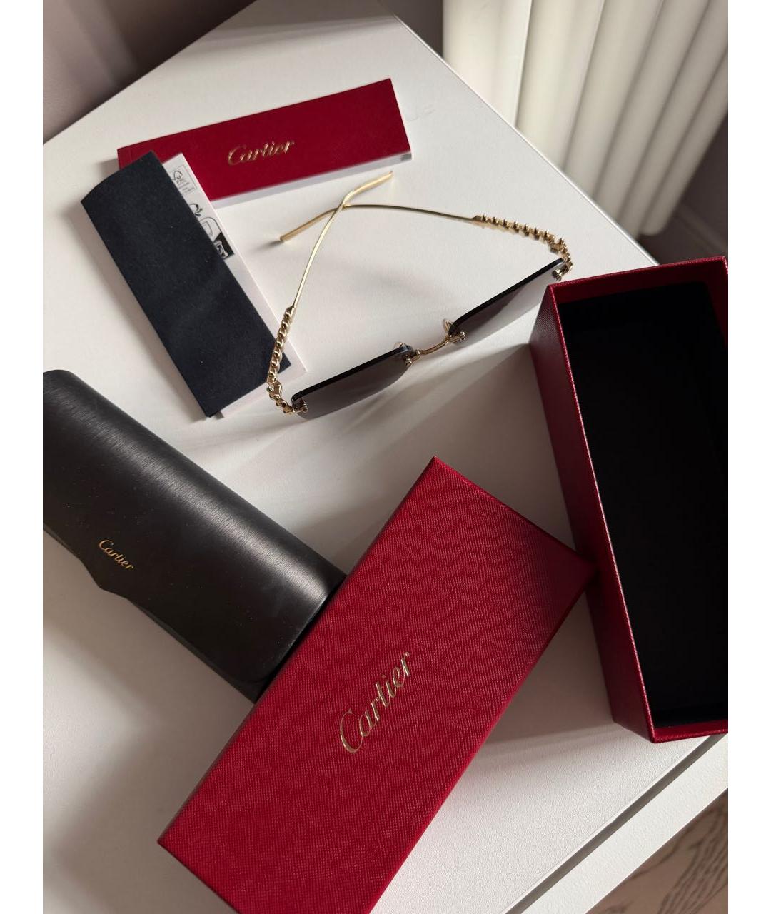 CARTIER Золотые металлические солнцезащитные очки, фото 4