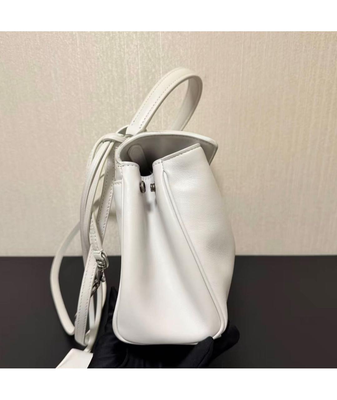 BALENCIAGA Белая кожаная сумка с короткими ручками, фото 3