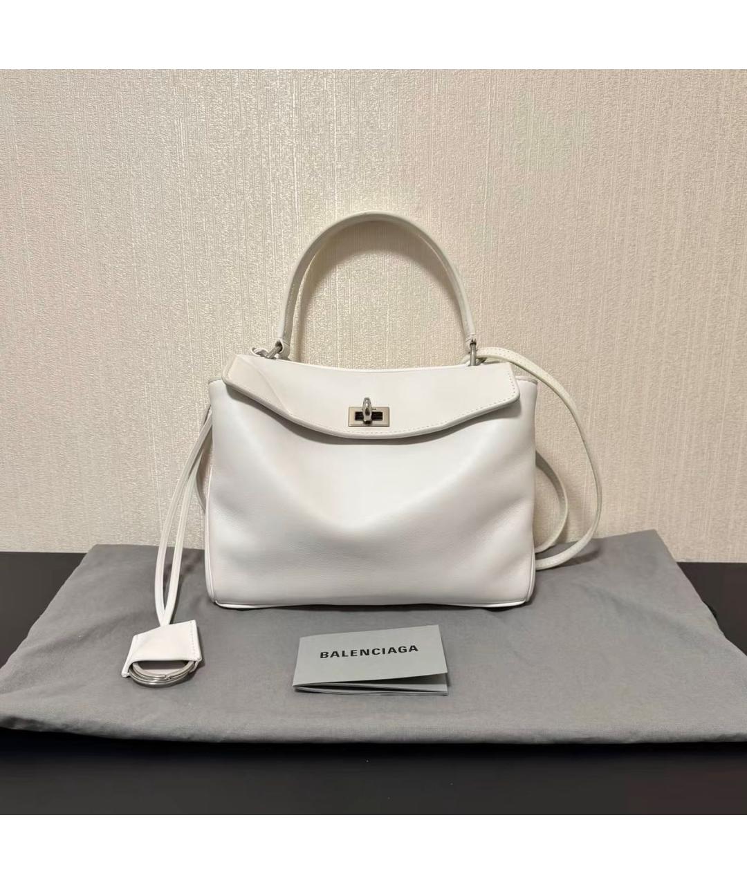 BALENCIAGA Белая кожаная сумка с короткими ручками, фото 9