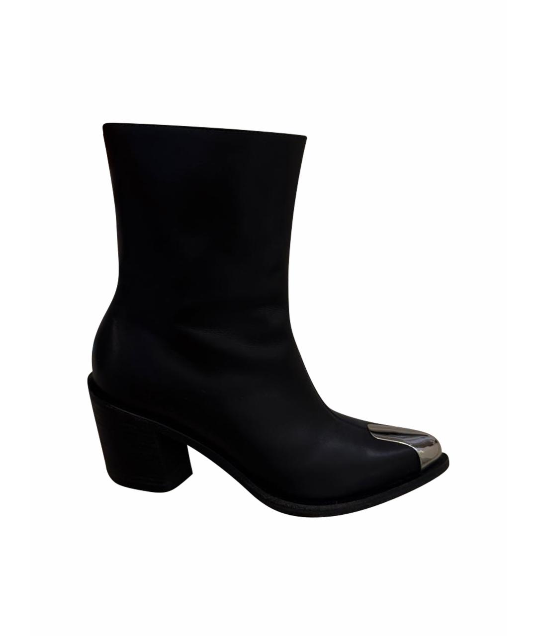 ALEXANDER MCQUEEN Черные кожаные полусапоги, фото 1