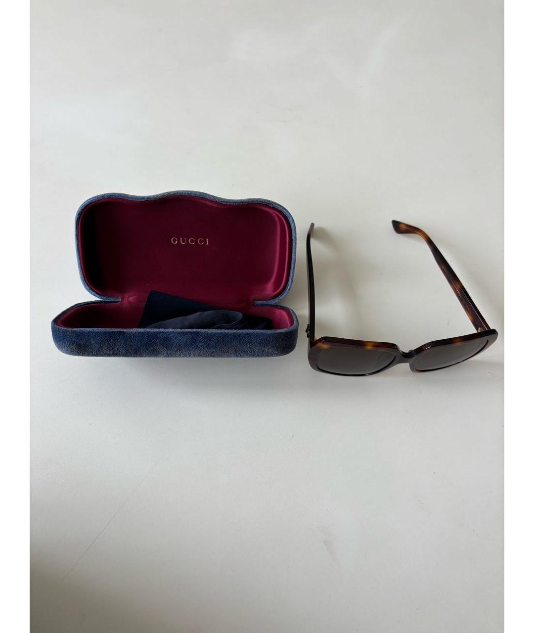 GUCCI Коричневые пластиковые солнцезащитные очки, фото 4