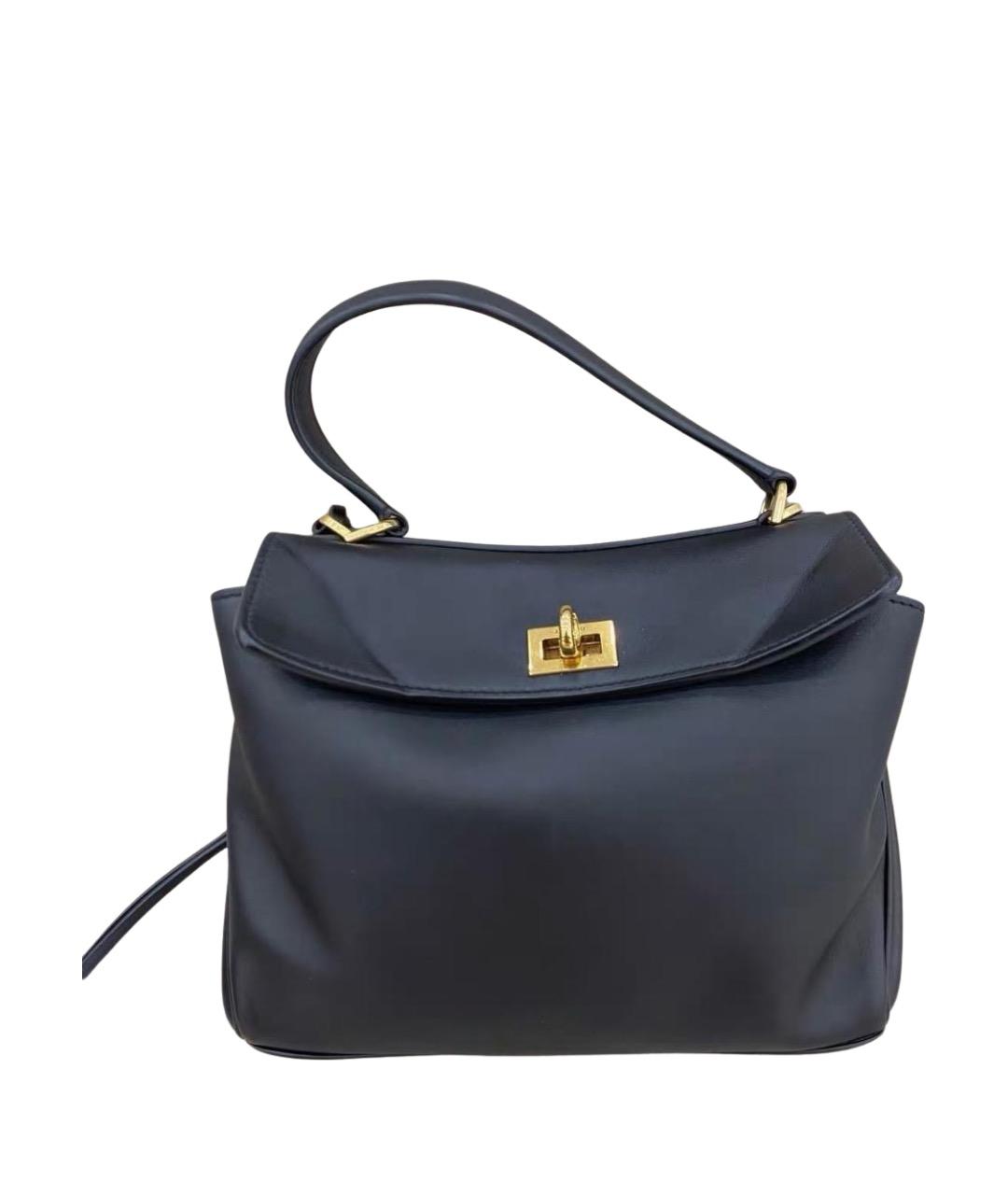 BALENCIAGA Черная кожаная сумка с короткими ручками, фото 1