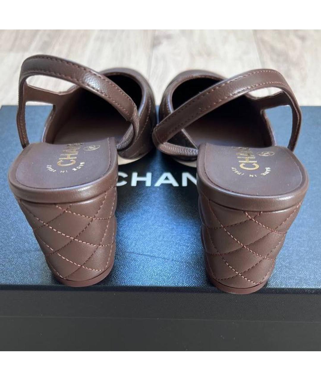 CHANEL Коричневые кожаные туфли, фото 6