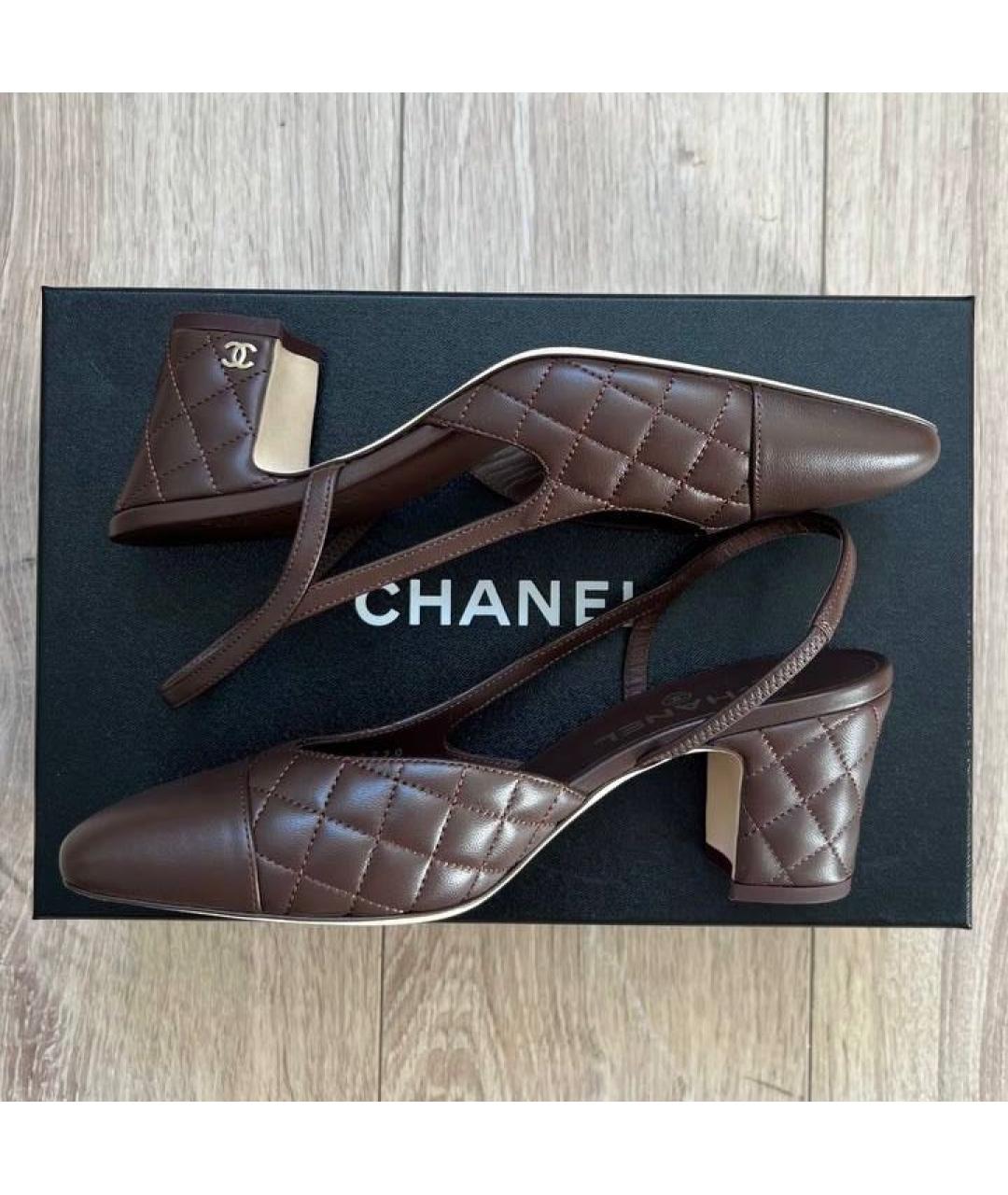 CHANEL Коричневые кожаные туфли, фото 2