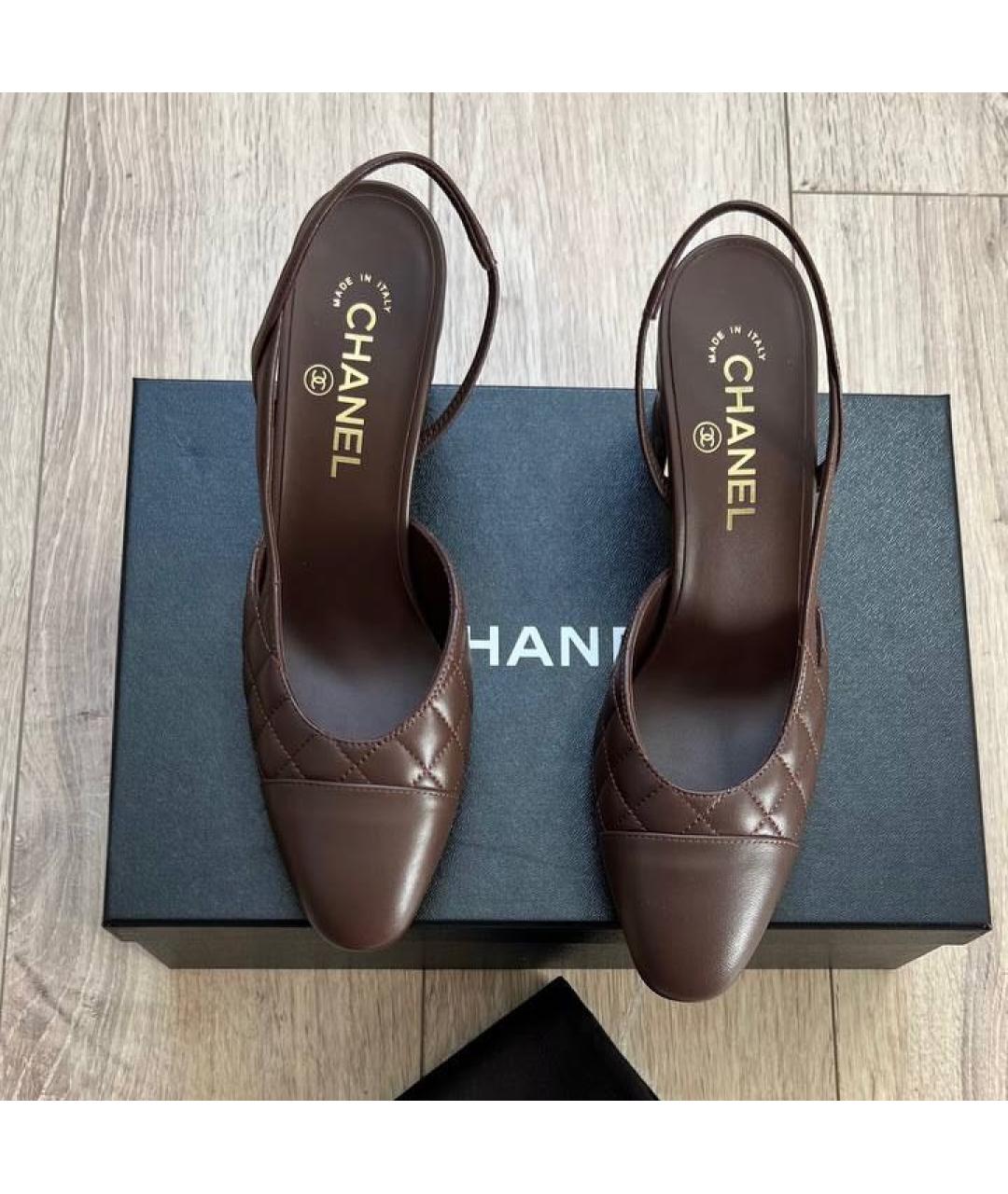 CHANEL Коричневые кожаные туфли, фото 3