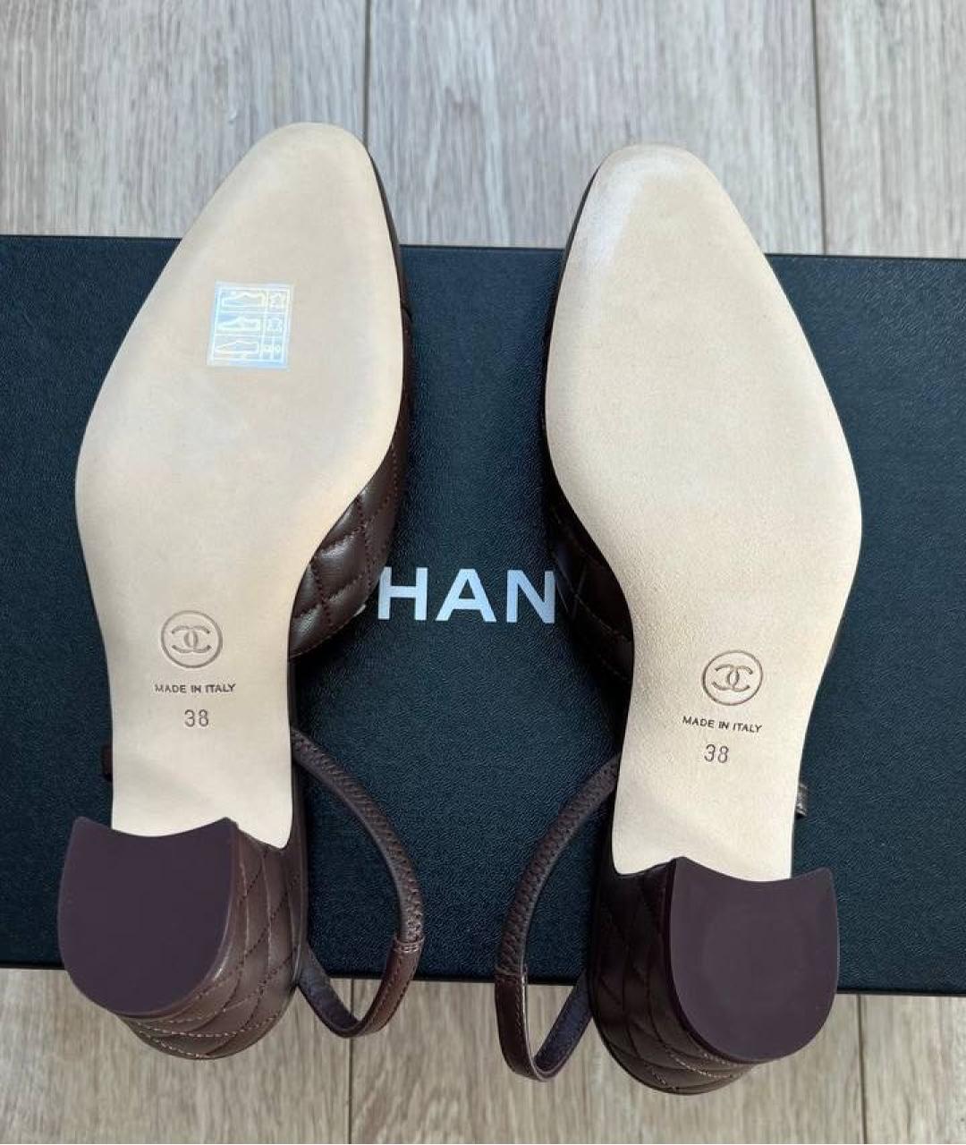 CHANEL Коричневые кожаные туфли, фото 4