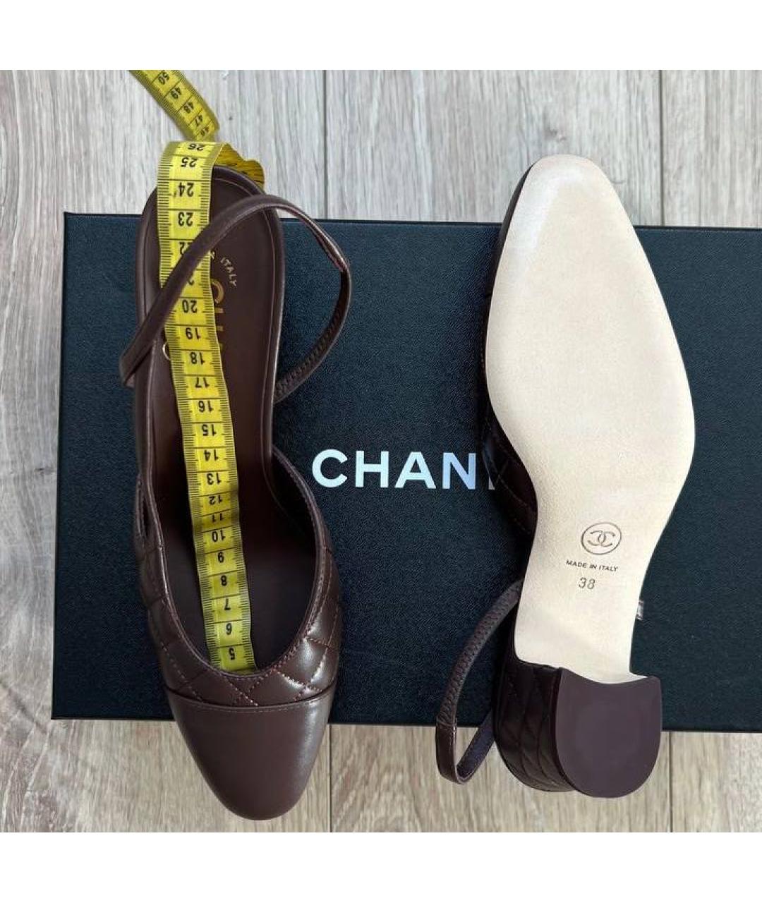 CHANEL Коричневые кожаные туфли, фото 5