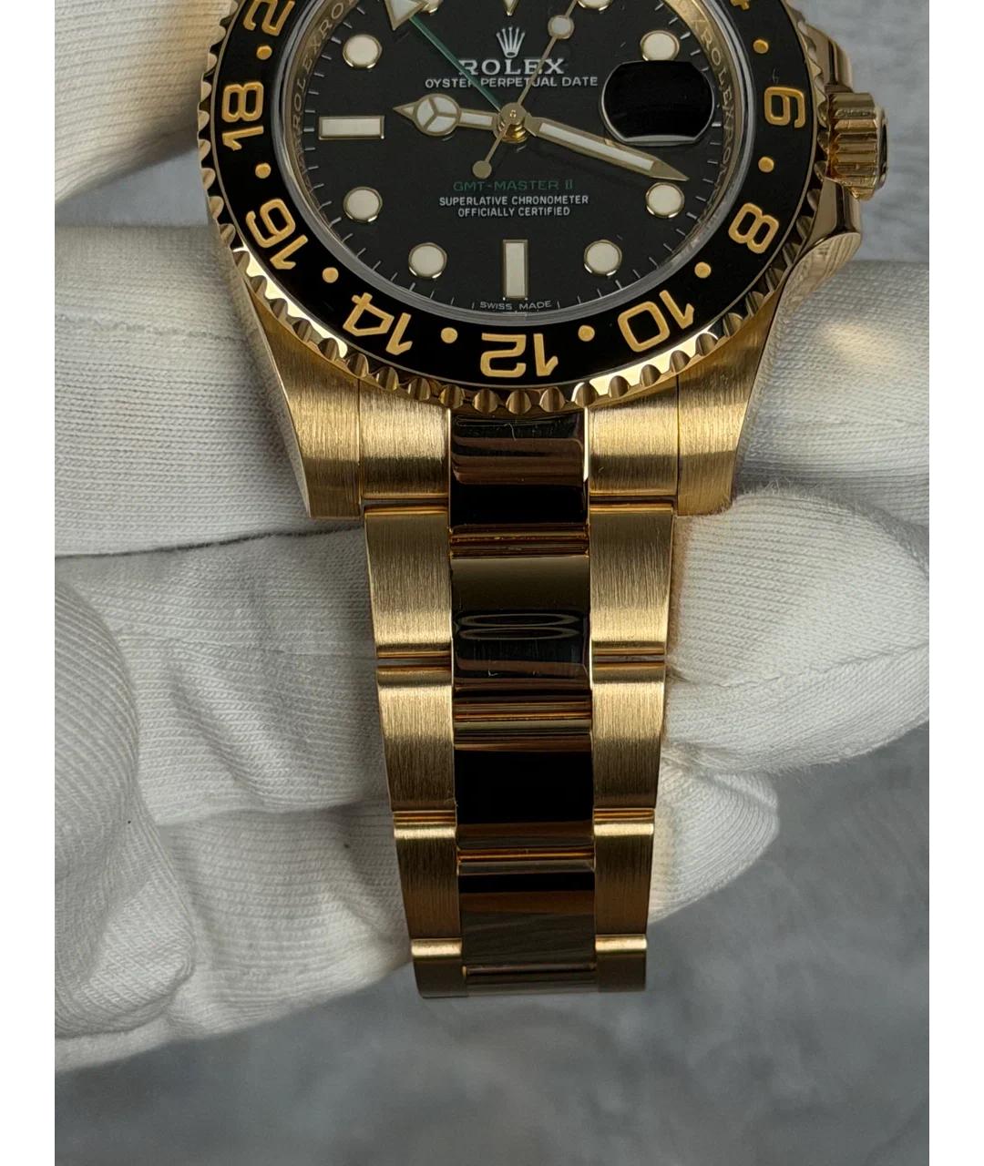 ROLEX Черные часы из желтого золота, фото 5