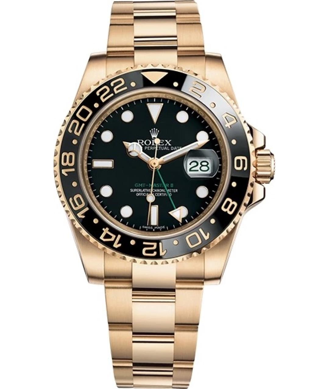 ROLEX Черные часы из желтого золота, фото 1