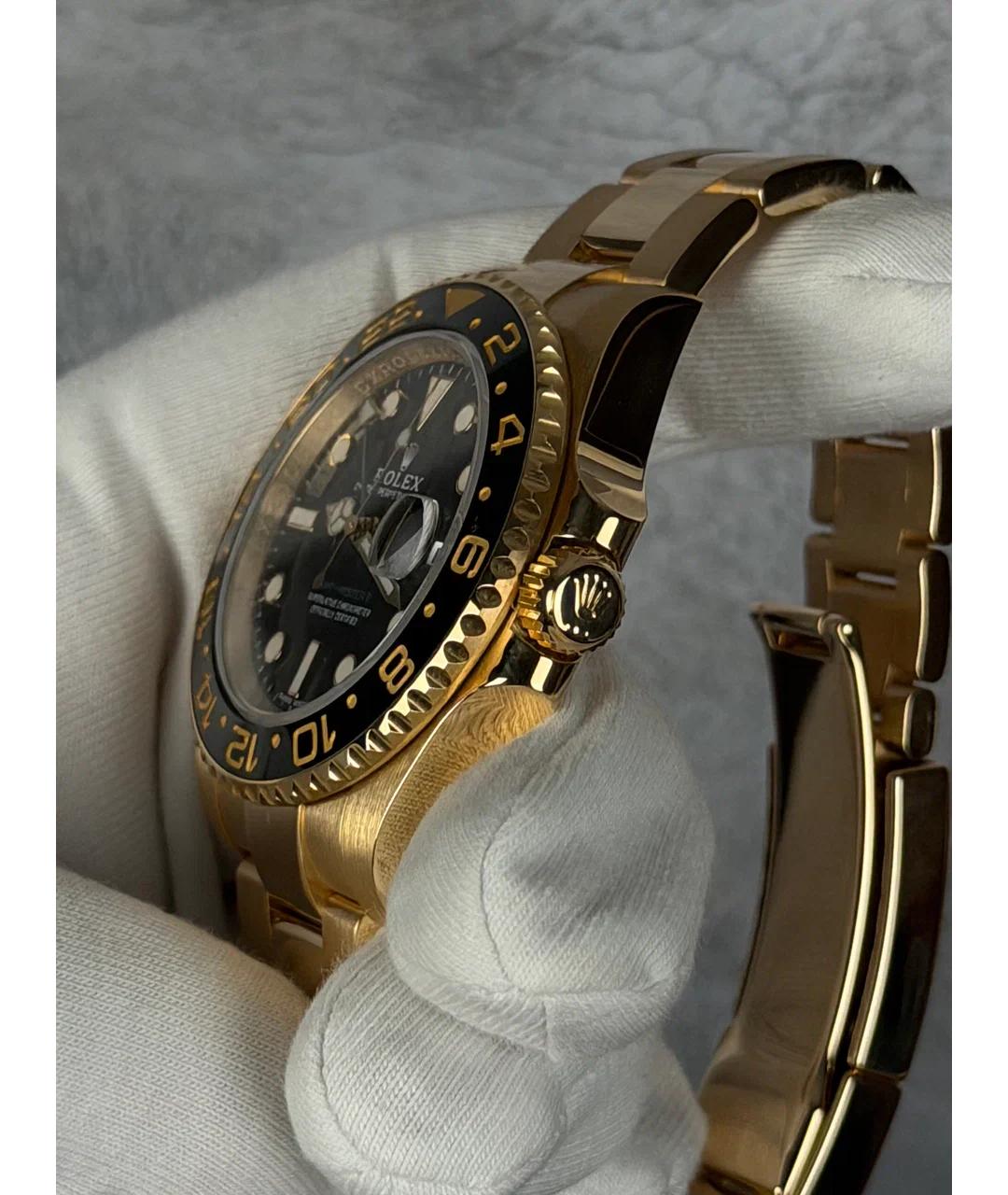 ROLEX Черные часы из желтого золота, фото 3