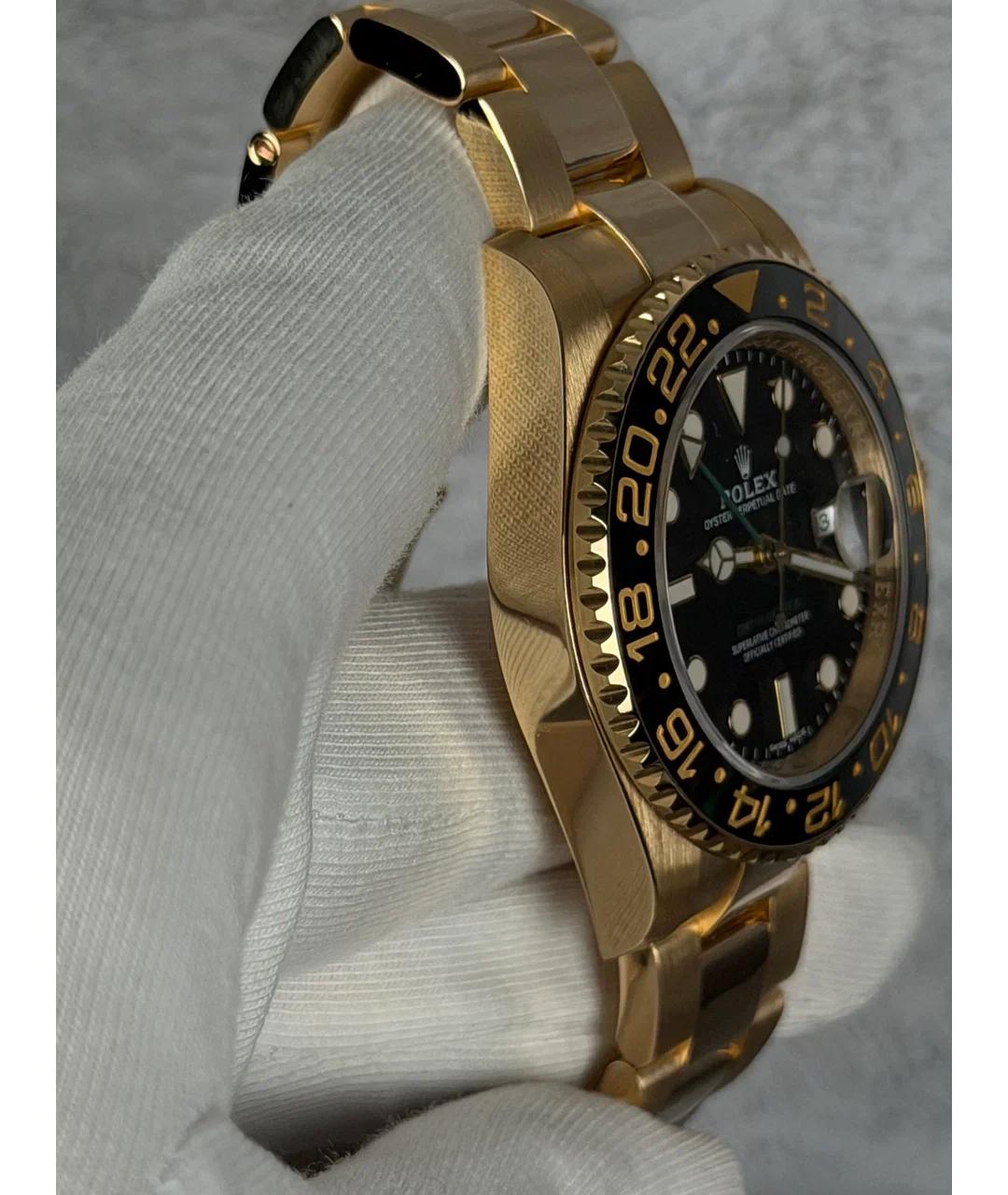 ROLEX Черные часы из желтого золота, фото 4