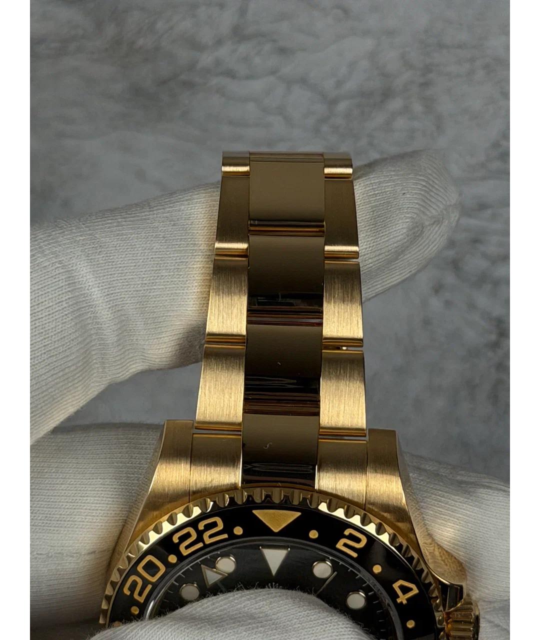 ROLEX Черные часы из желтого золота, фото 6