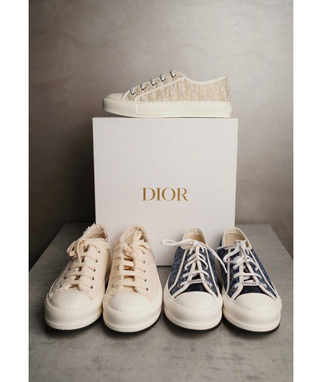 CHRISTIAN DIOR Бежевые текстильные кеды, фото 7