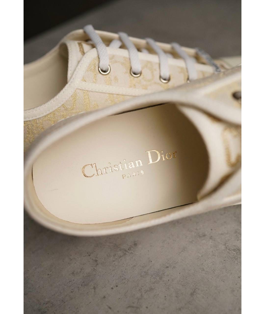 CHRISTIAN DIOR Бежевые текстильные кеды, фото 5