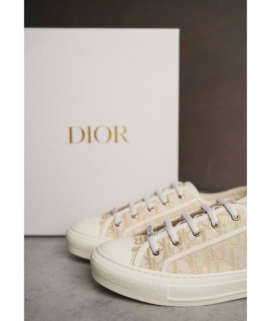 CHRISTIAN DIOR Бежевые текстильные кеды, фото 2