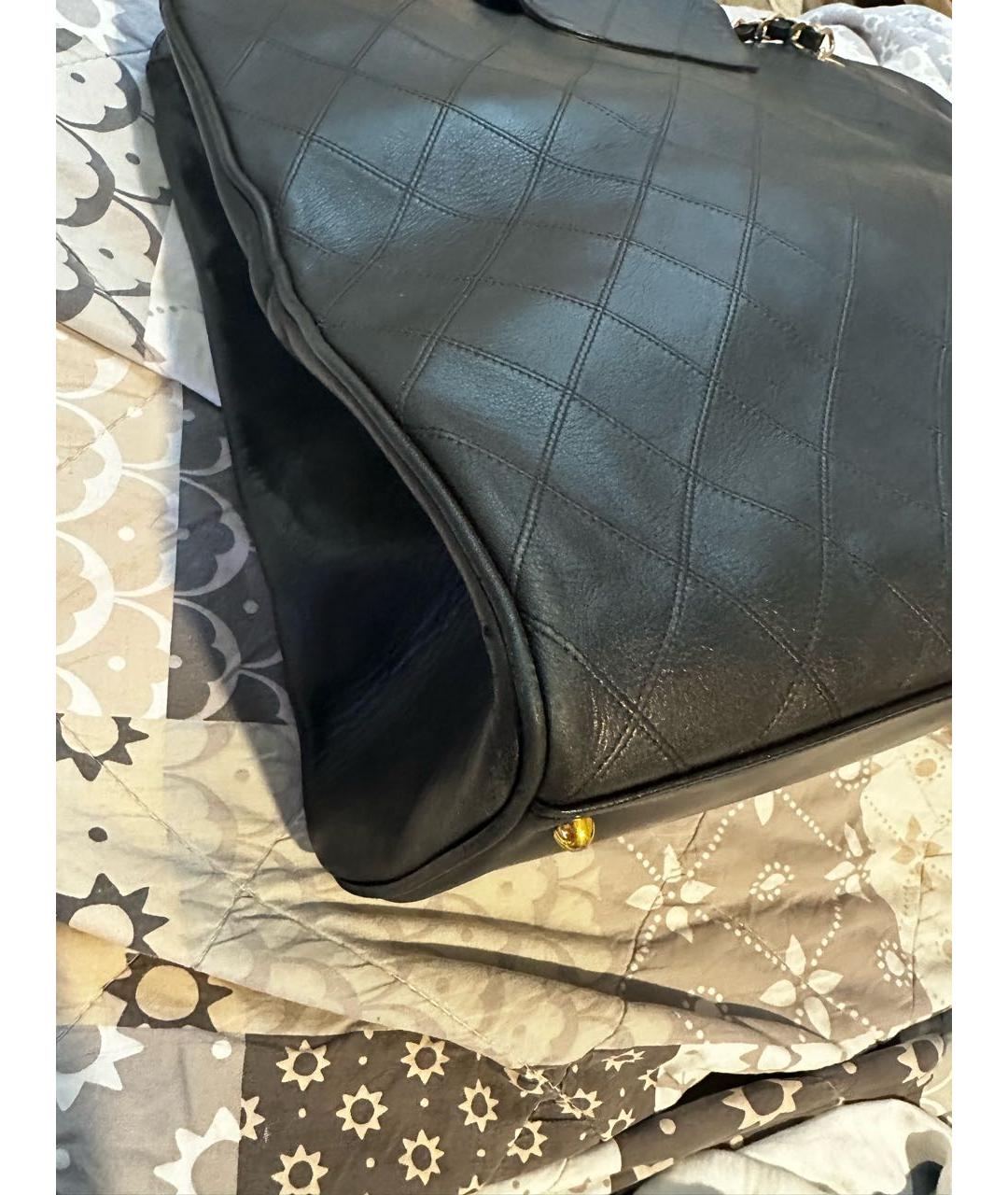 CHANEL Черная кожаная сумка тоут, фото 5