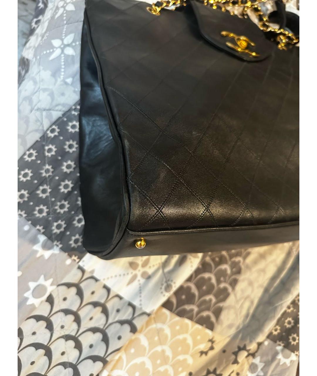 CHANEL Черная кожаная сумка тоут, фото 7