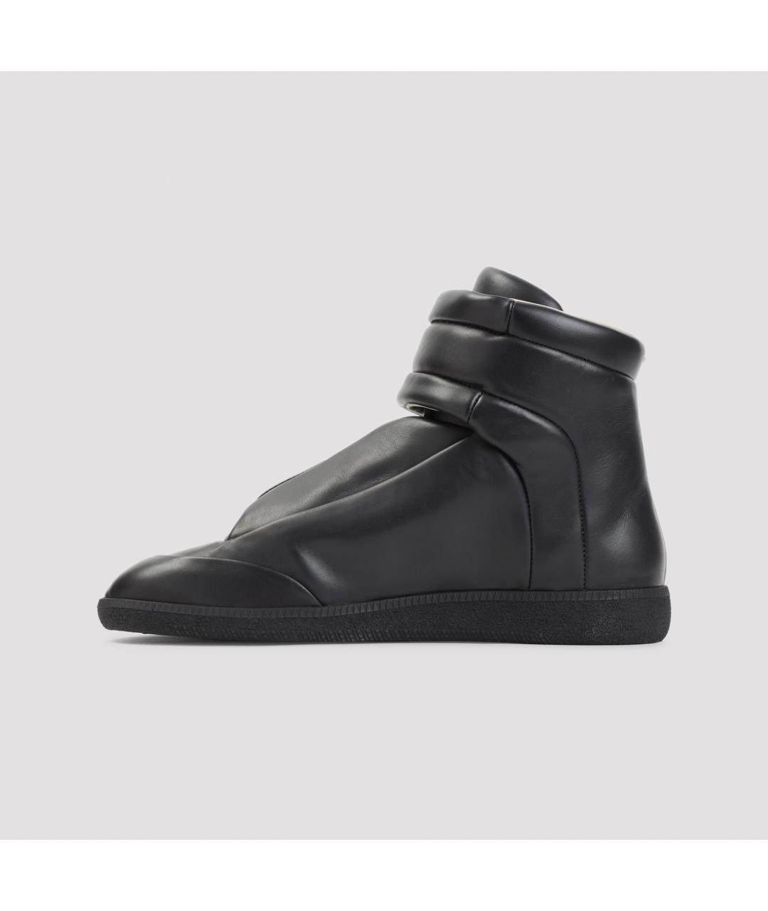 MAISON MARGIELA Черные кожаные высокие кроссовки / кеды, фото 3