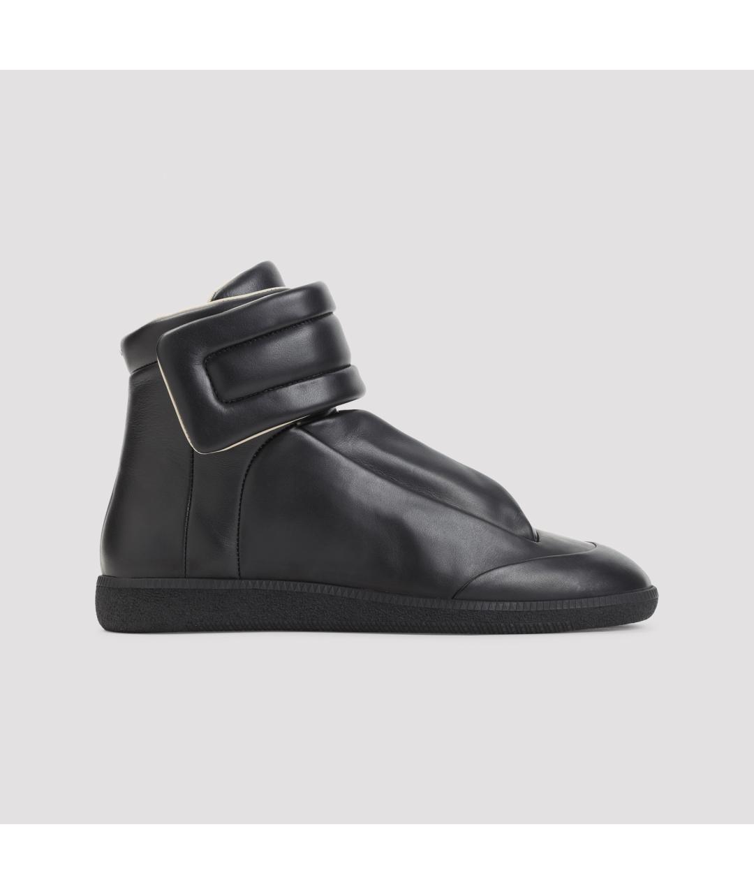 MAISON MARGIELA Черные кожаные высокие кроссовки / кеды, фото 2