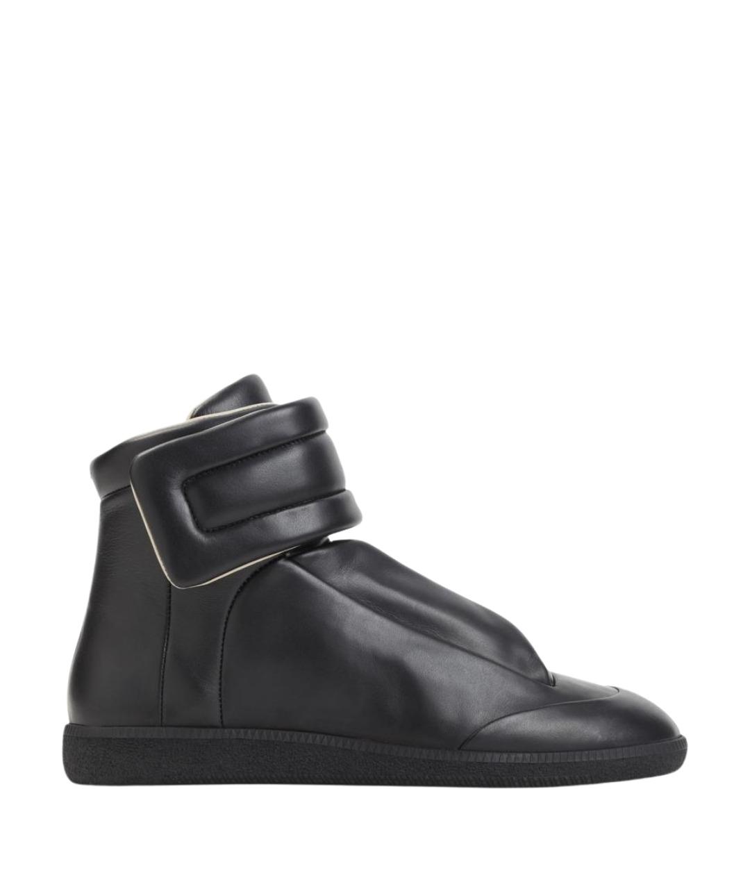 MAISON MARGIELA Черные кожаные высокие кроссовки / кеды, фото 1