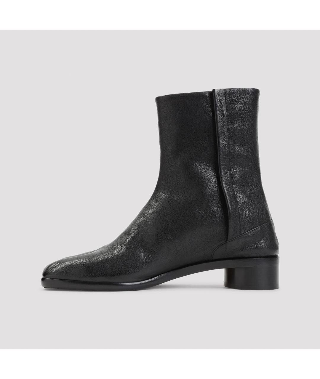 MAISON MARGIELA Черные кожаные высокие ботинки, фото 3