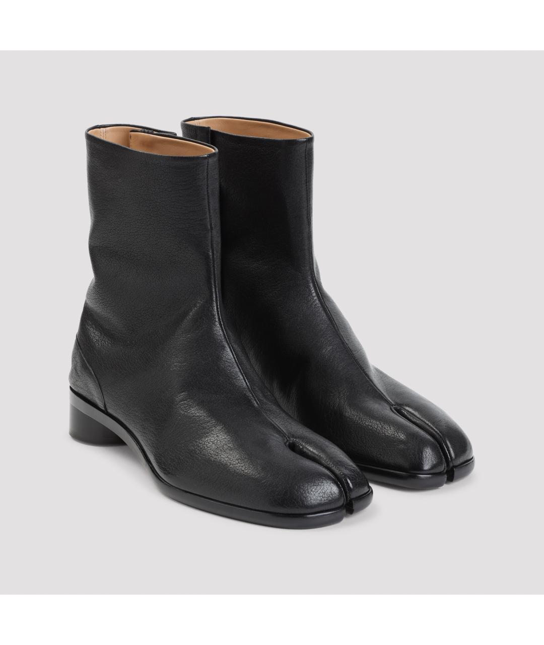 MAISON MARGIELA Черные кожаные высокие ботинки, фото 4