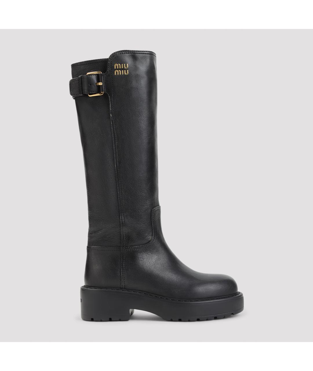 MIU MIU Черные кожаные сапоги, фото 2