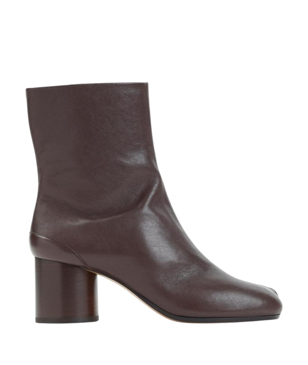 MAISON MARGIELA Коричневые кожаные ботильоны, фото 1