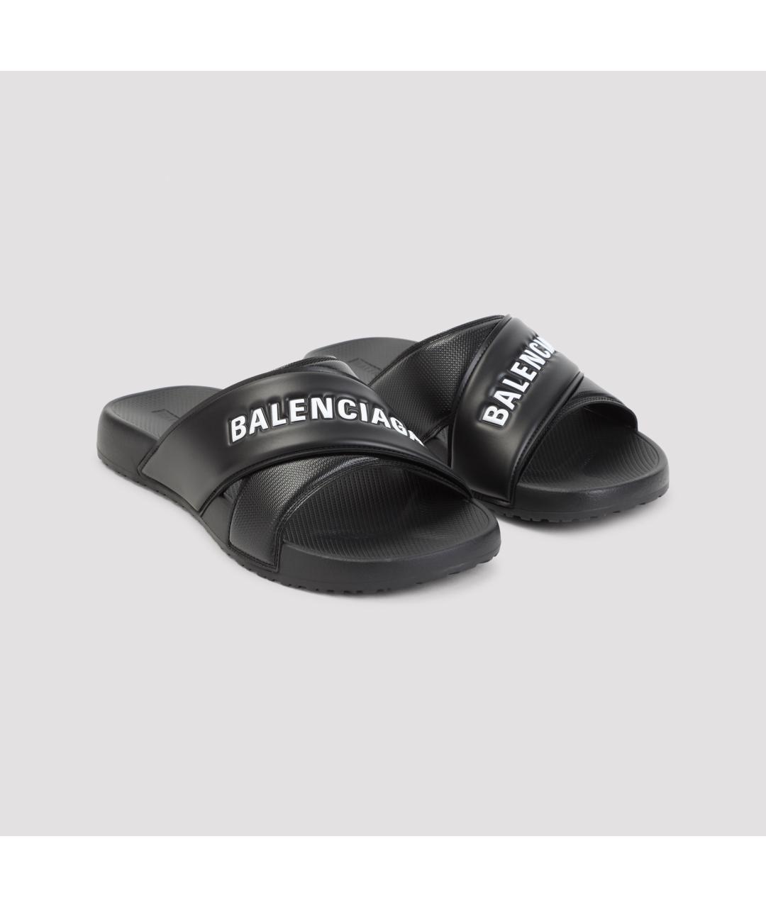 BALENCIAGA Черные резиновые шлепанцы, фото 4