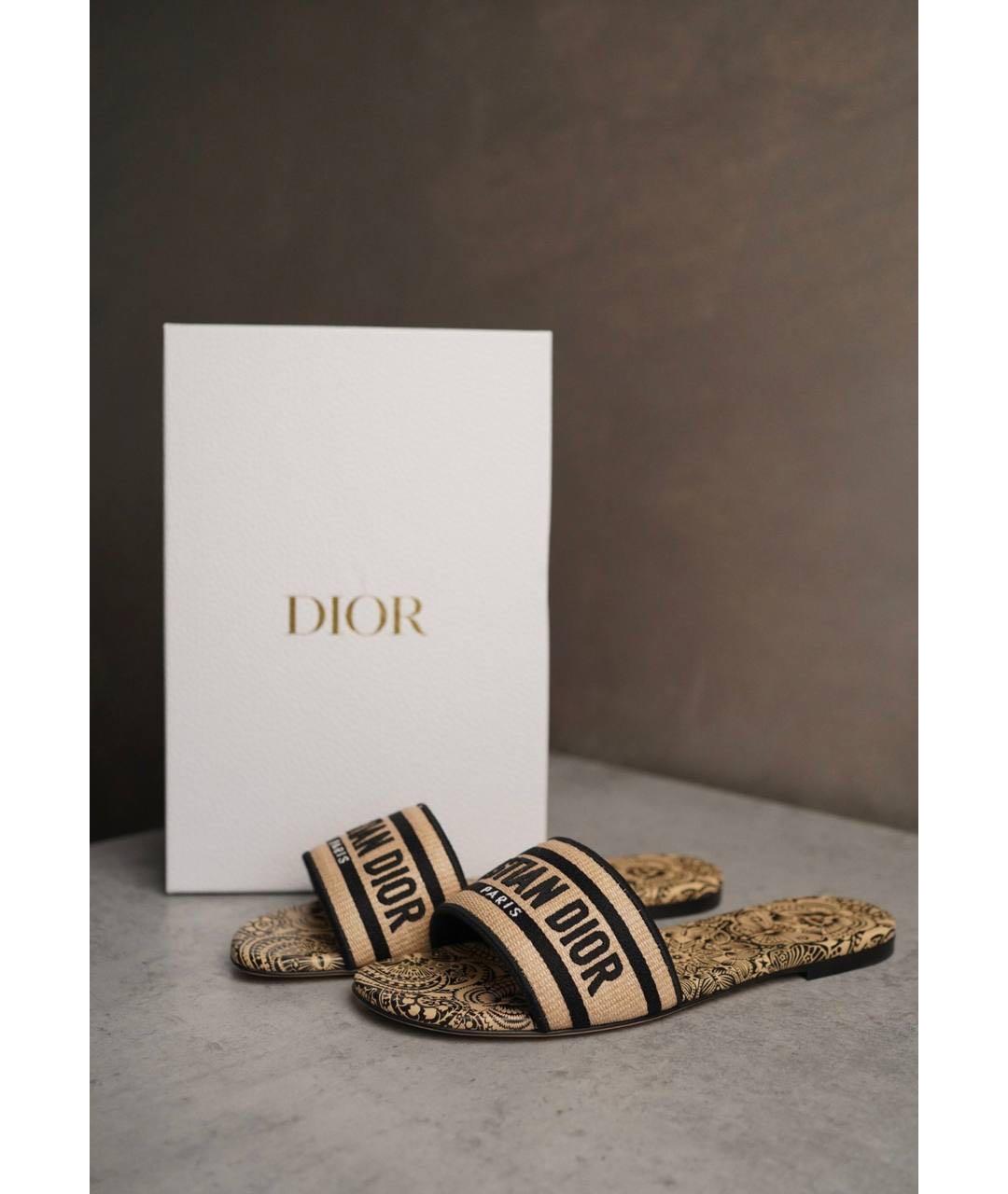 CHRISTIAN DIOR Бежевые шлепанцы, фото 8