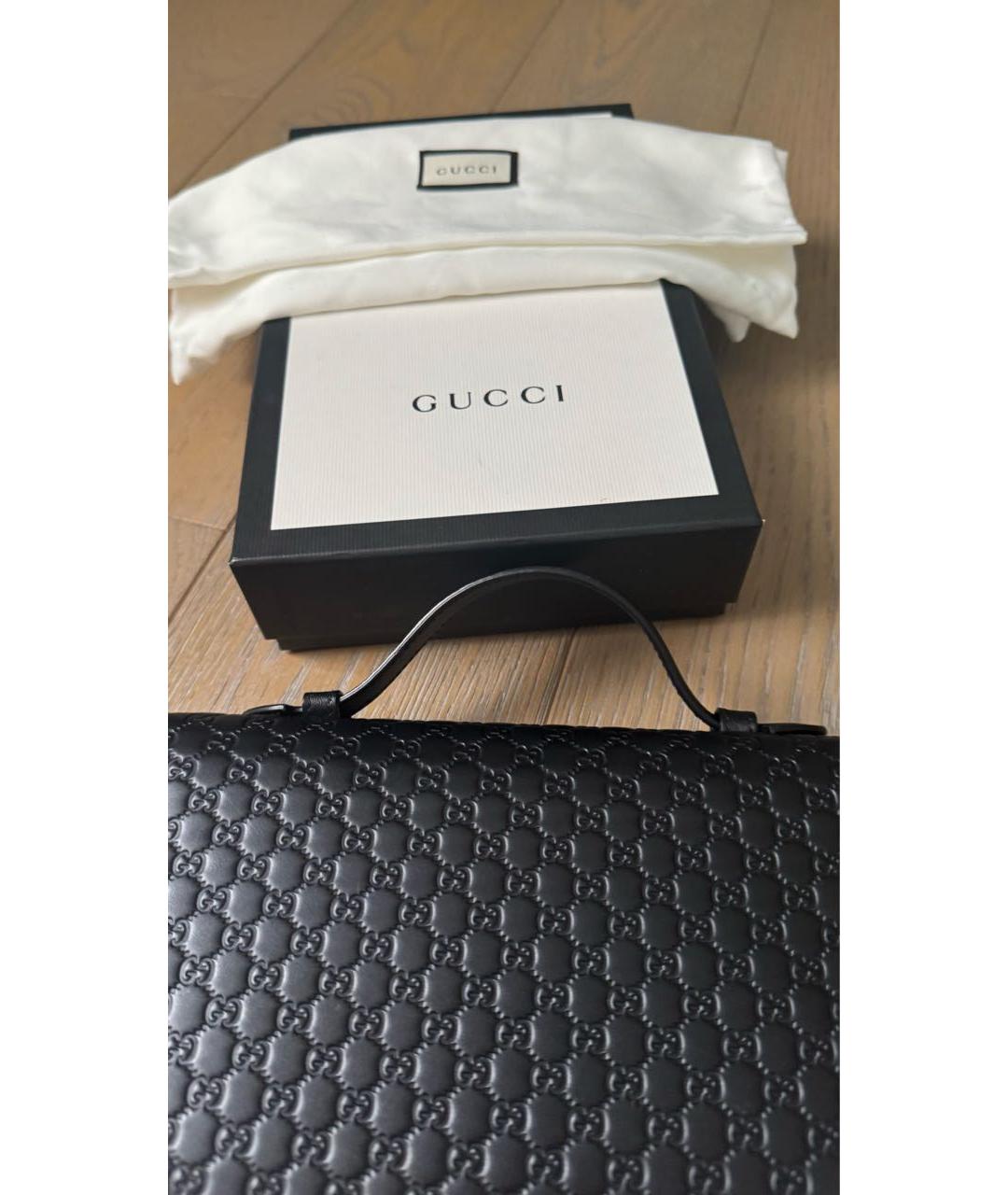 GUCCI Черная кожаная барсетка, фото 6