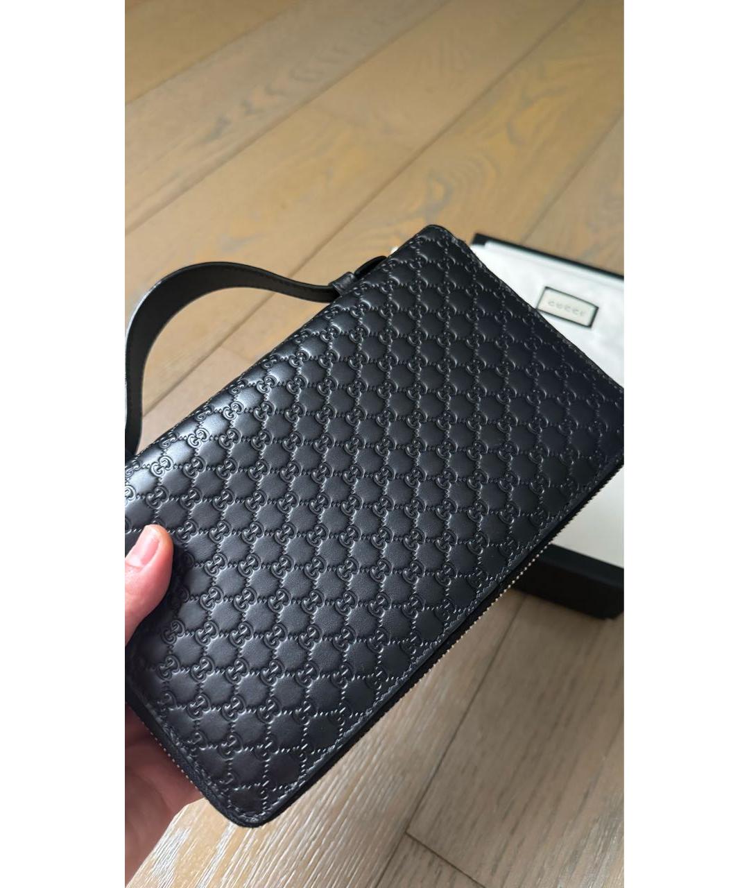 GUCCI Черная кожаная барсетка, фото 2