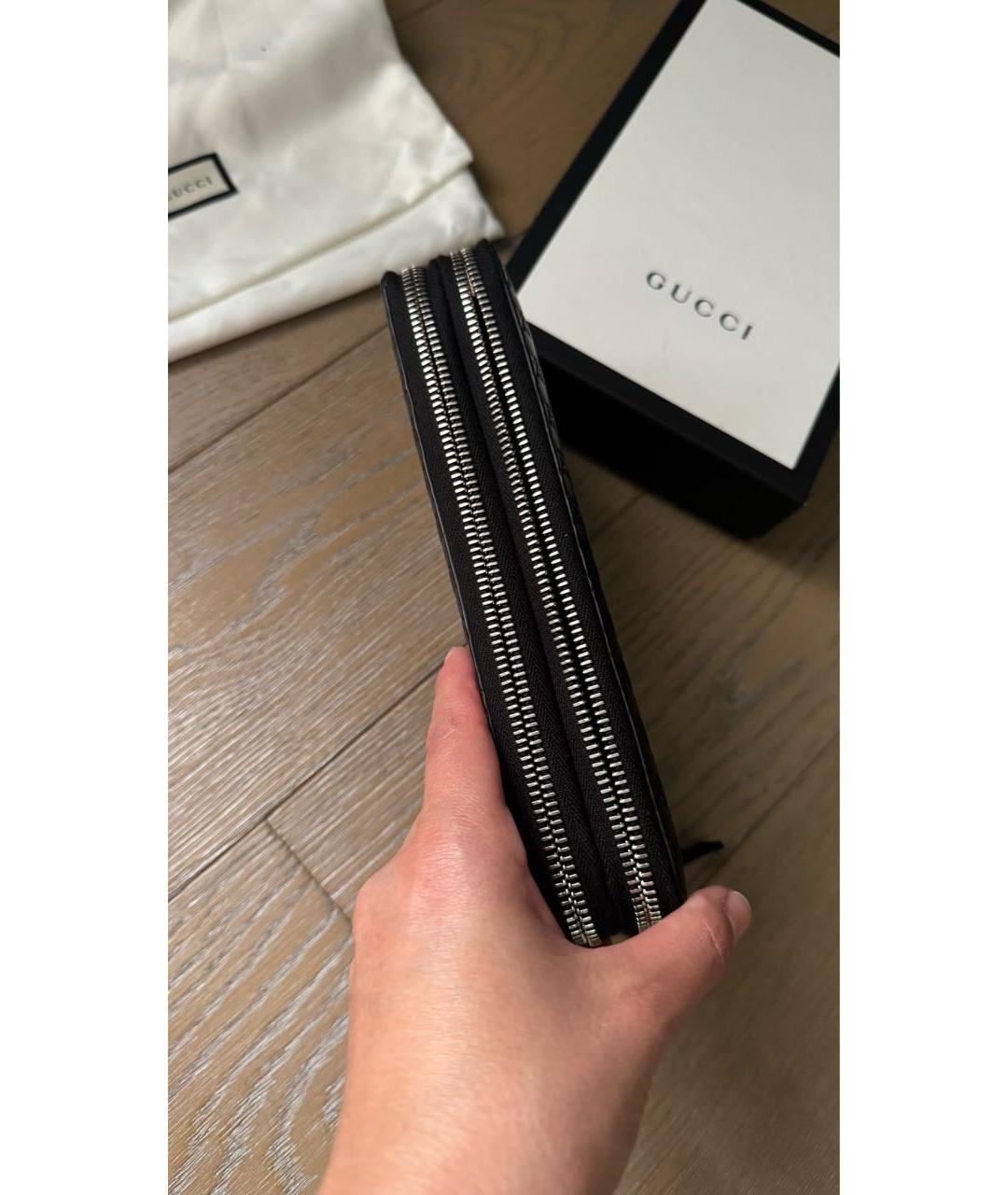 GUCCI Черная кожаная барсетка, фото 8