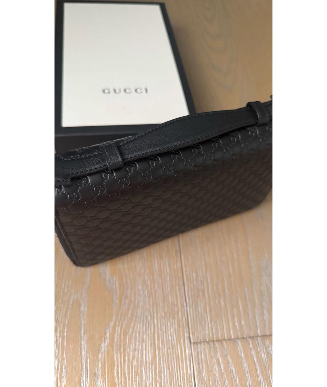 GUCCI Черная кожаная барсетка, фото 9